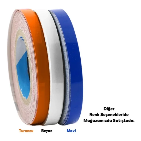 Badem10 Yapışkanlı Neon Bisiklet Motosiklet Araba Jant Bandı 7 Mm X 7 Metre Mavi Reflektif Parlayan Bant - Görsel 3