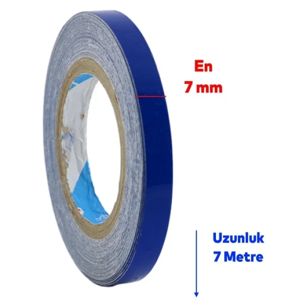 Badem10 Yapışkanlı Neon Bisiklet Motosiklet Araba Jant Bandı 7 Mm X 7 Metre Mavi Reflektif Parlayan Bant - Görsel 2
