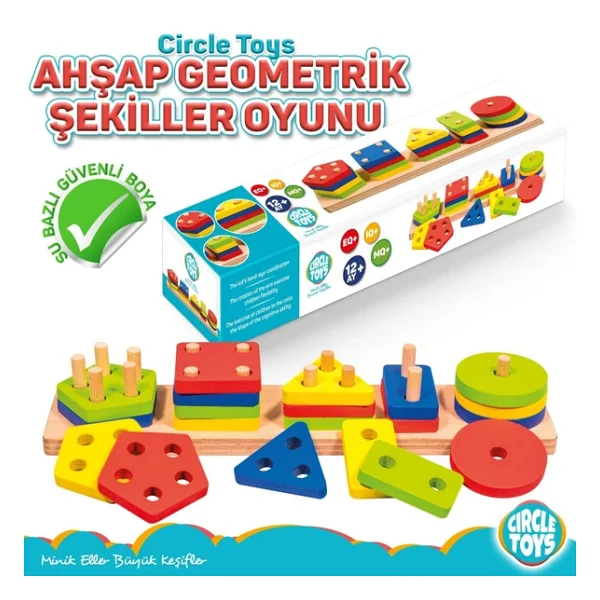 Circle Toys Ahşap Geometrik Şekiller Oyunu - Görsel 6