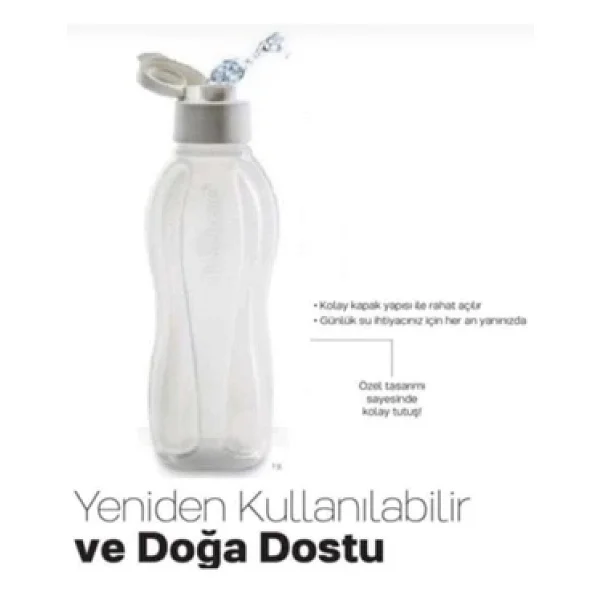 Tupperware Eco Şişe Beyaz Pratik Kapak 1 Lt Suluk - Görsel 5