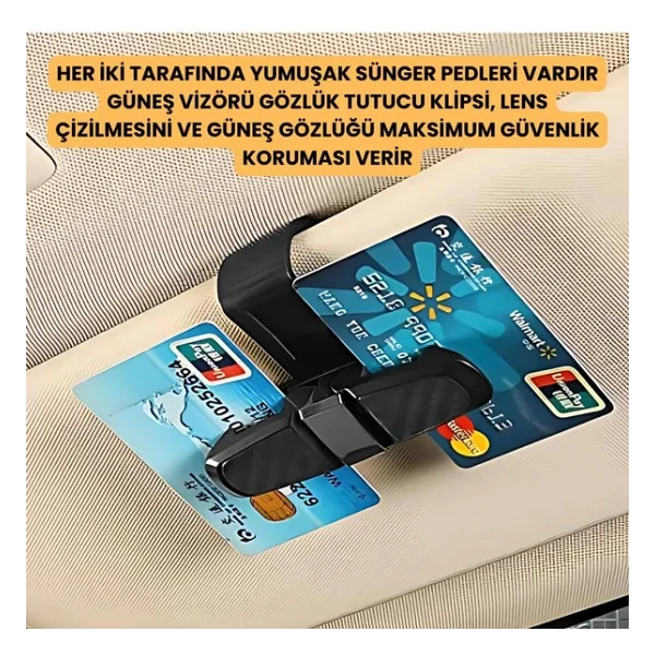 Coofbe Klipsli 180 Derece Döner Klipsli Araç İçi Gözlük Tutucu Kart Tutucu Oto Araç Gözlük Tutacagi - Görsel 9