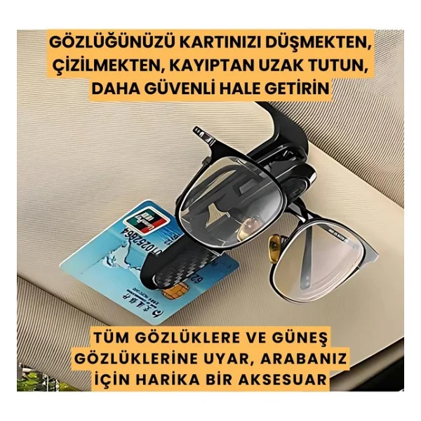 Coofbe Klipsli 180 Derece Döner Klipsli Araç İçi Gözlük Tutucu Kart Tutucu Oto Araç Gözlük Tutacagi - Görsel 8