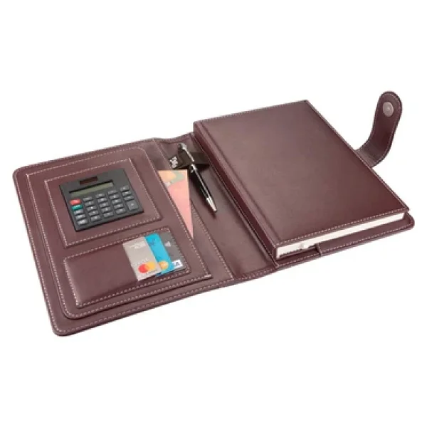 2k 5241 Ajanda Tarihsiz Çizgili 17x24 Cm. Ajanda/Defter Hesap Makineli Suni Deri Organizer, Bordo - Görsel 5