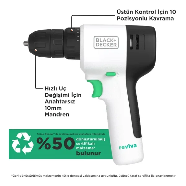 Black+Decker Revdd12a80 Reviva 12 V Matkap - Görsel 2