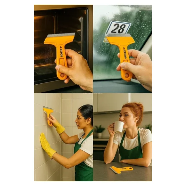 Eltos Cam Kazıma Bıçağı, Plastik, Çelik Uçlu, Ergonomik Sap, Etiket ve Boya Kalıntısı Temizleyici, 100 mm Bıçaklı, Cam, Mermer, Fırın ve Boya Temizliği için Kazıyıcı, Profesyonel, Yedek Bıçaklı - Görsel 4