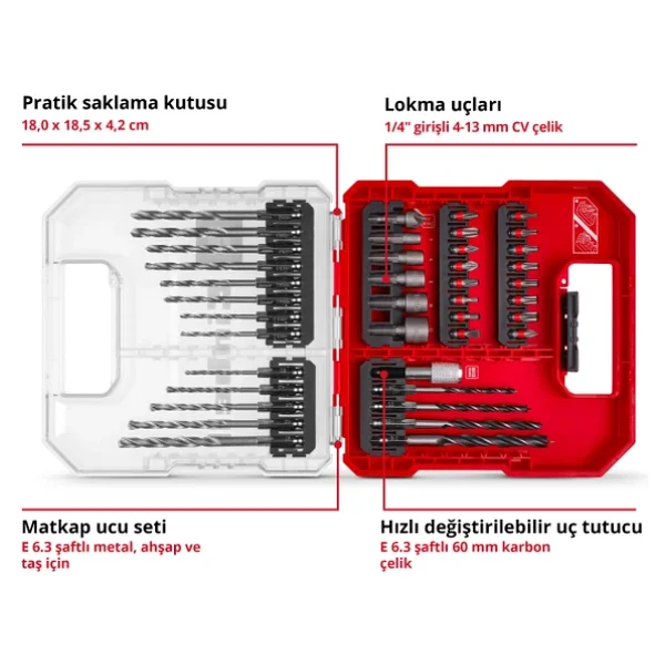Einhell L-Case 40 Parça Delici Ve Vidalama Uç Seti - Görsel 6
