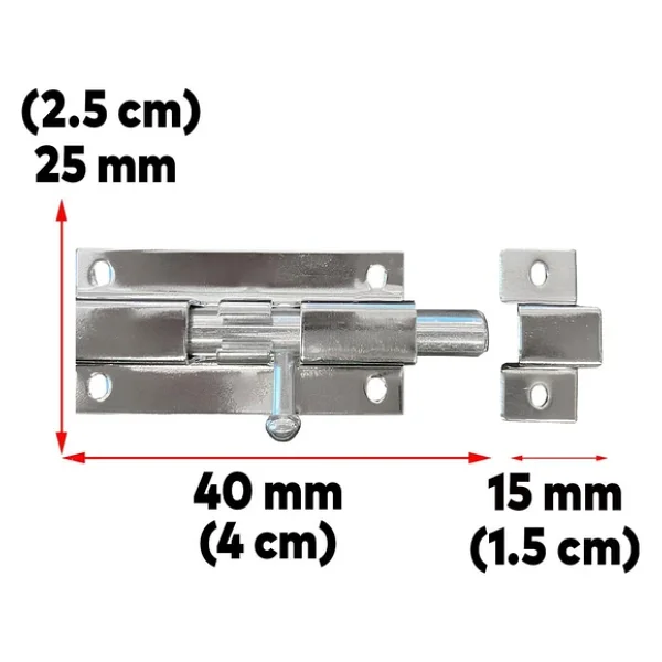 Badem10 Kapı Sürgüsü Küçük Metal Krom Mavzer Sürgü Sürgülü Kilit 25x40 Mm Kapı Pencere Emniyet Kilidi - Görsel 8