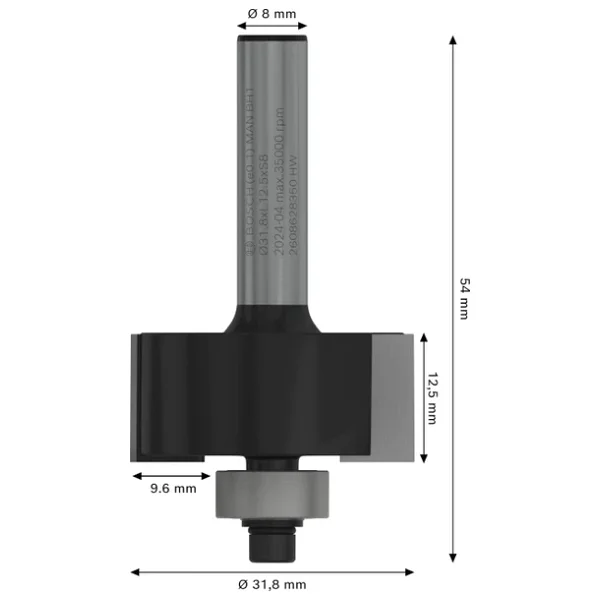 Bosch 2 608 628 Aksesuarı 350 Falzfraeser 8 Mm, B 9,5 Mm, L 12,7 Mm, G 54 Mm - Görsel 5