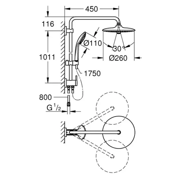 Grohe Vitalio Joy System 260 27357002 3 Akışlı Duş Seti - Görsel 5