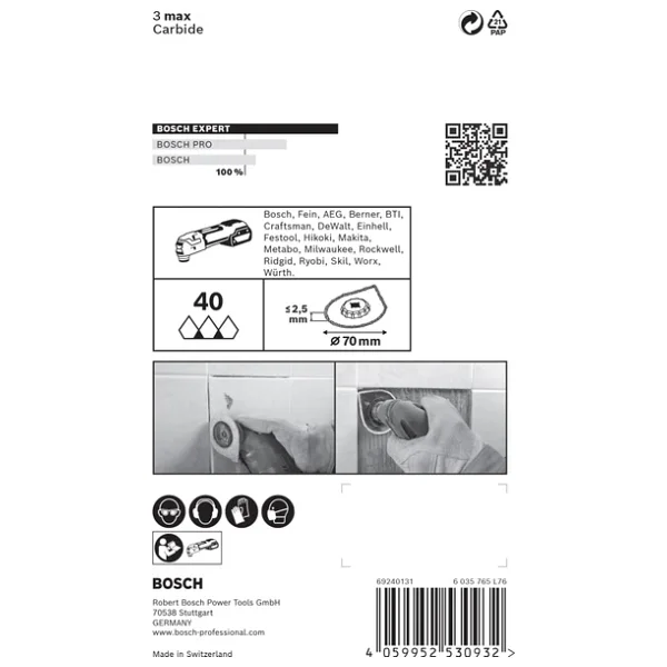 Bosch Professional 1x Expert 3 Max Avz 70 Rt4 Derzleme Tabanları (Harç, Harç, Ø 70 Mm, Aksesuar Çok Fonksiyonlu Makine) - Görsel 6