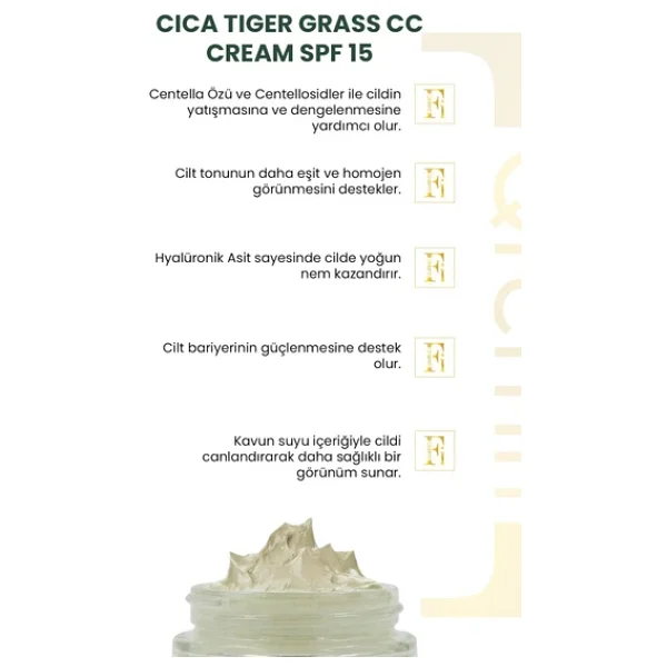 Qremfi Ton Eşitleyici Bariyer Güçlendirici Tiger Grass 15 Spf Cica Cc Krem 30 Ml - Görsel 2