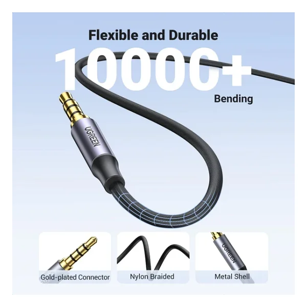 Ugreen 3.5mm Hi-Fi Erkek To Erkek Trrs Aux Ses Ve Mikrofon Kablosu 2 Metre - Görsel 7