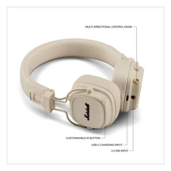 Marshall Major V Krem Kulak Üstü Bluetooth Kulaklık - Görsel 8