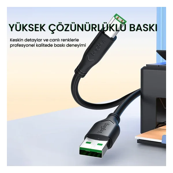 Veggieg V-U207 5 M USB 2.0 Yazıcı Kablosu - Görsel 4
