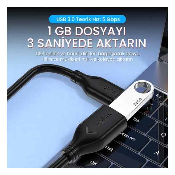Veggieg V-U313 0.5 M USB 3.0 Uzatma Kablosu - Görsel 4