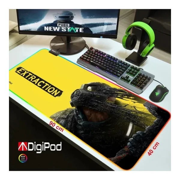 Digipod RGB Gaming Oyuncu Mousepad 90x40 XXL Kaymaz Taban Exraction Mouse Pad 4mm Kalınlık - Görsel 4