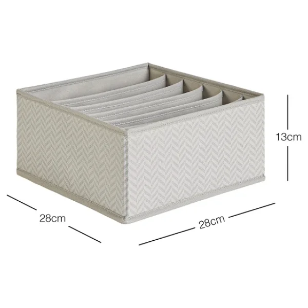 Ocean Home Textile 6 Bölmeli Gri Balıksırtı Çekmece İçi Düzenleyici Kutu 28 X 28 X 13 Cm - Görsel 5