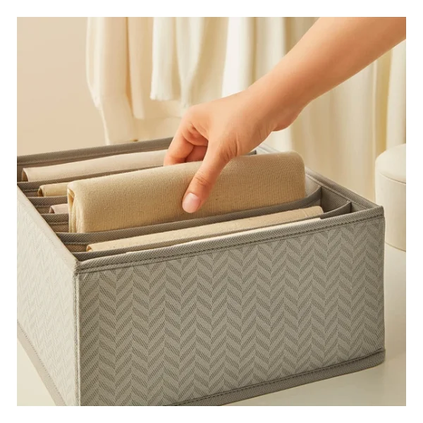 Ocean Home Textile 6 Bölmeli Gri Balıksırtı Çekmece İçi Düzenleyici Kutu 28 X 28 X 13 Cm - Görsel 8