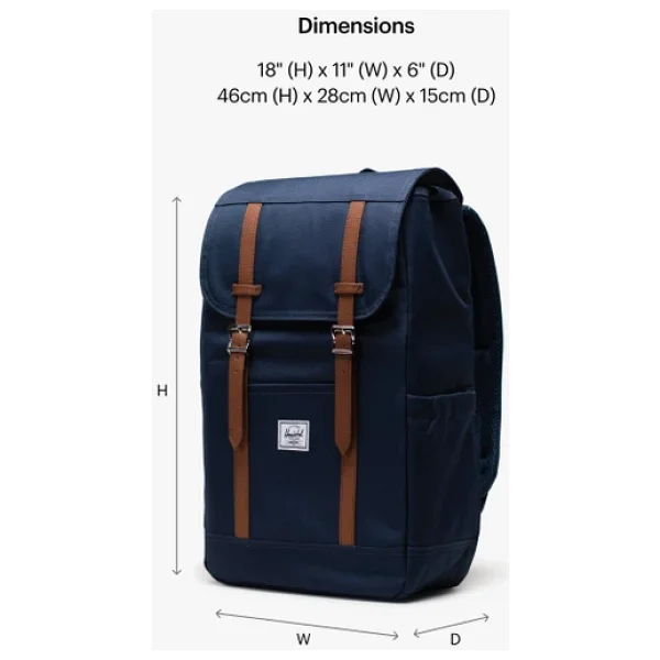 Herschel Retreat Su İtici Kumaş 16 Laptop Uyumlu Mıknatıslı Kapama Sırt Çantası, 23 L - Görsel 4