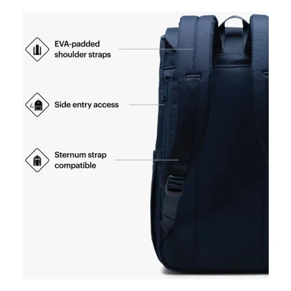 Herschel Retreat Su İtici Kumaş 16 Laptop Uyumlu Mıknatıslı Kapama Sırt Çantası, 23 L - Görsel 7