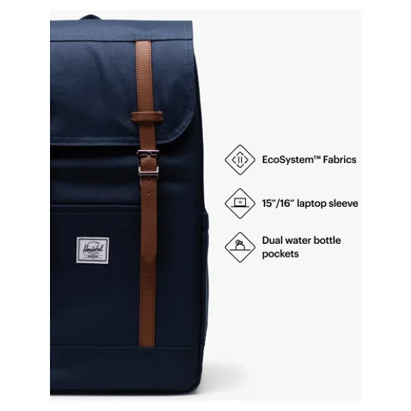 Herschel Retreat Su İtici Kumaş 16 Laptop Uyumlu Mıknatıslı Kapama Sırt Çantası, 23 L - Görsel 5