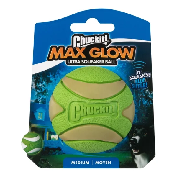 Chuckit! Max Glow Squeaker Gece Parlayan Sesli Köpek Oyun Topu - Yüksek Zıplama Gücü, Doğal Kauçuk, Suda Batmaz - Görsel 2
