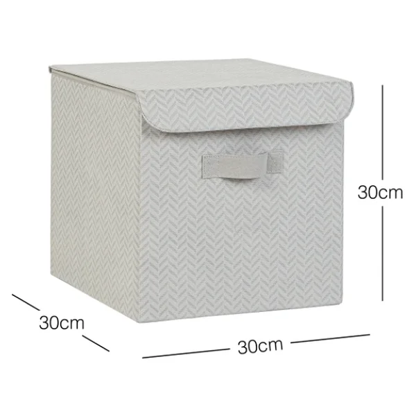 Ocean Home Textile Ocean Home Textile Gri Balıksırtı Kapaklı Kutu 30 X 30 X 30 Cm - Görsel 6
