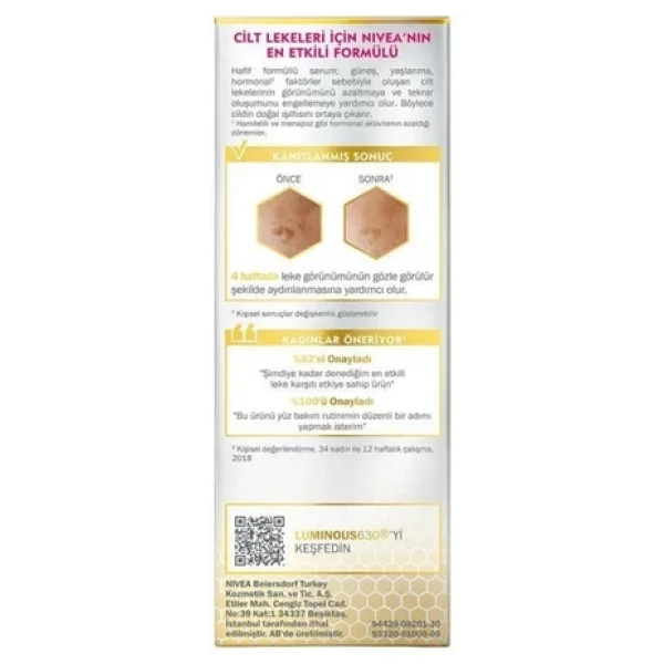 Nıvea Luminous630 Leke Karşıtı Cilt Serumu 30ml, Hyaluronik Asit, E Vitamini, Cilt Tonu Eşitleyici Ve Nıvea Luminous630 Koyu Halka Karşıtı Göz Kremi 15ml - Görsel 2