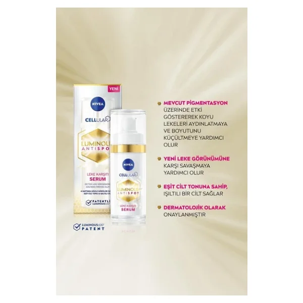 Nıvea Luminous630 Leke Karşıtı Cilt Serumu 30ml, Hyaluronik Asit, E Vitamini, Cilt Tonu Eşitleyici Ve Nıvea Luminous630 Koyu Halka Karşıtı Göz Kremi 15ml - Görsel 3