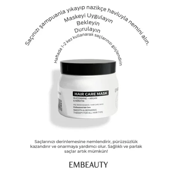 Embeauty Besleyici Onarıcı Keratin Etkili Yoğun Saç Bakım Maskesi 500 Ml - Görsel 7