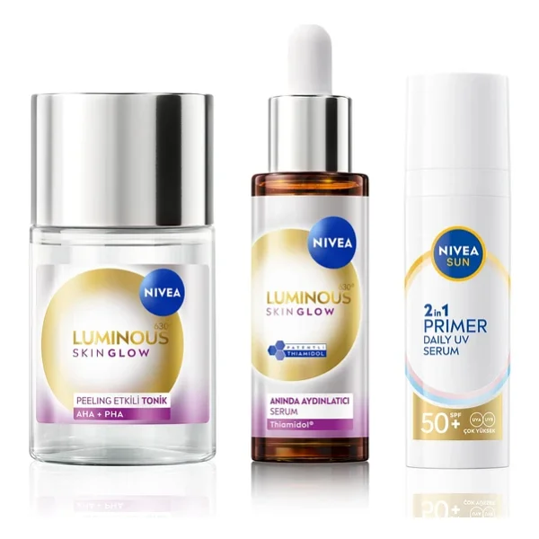 Nivea Sun Spf50 Primer Nemlendirici Makyaj Bazı 30ml, Luminous630 Skin Glow Cilt Serum 30ml Ve Tonik 100ml - Görsel 3