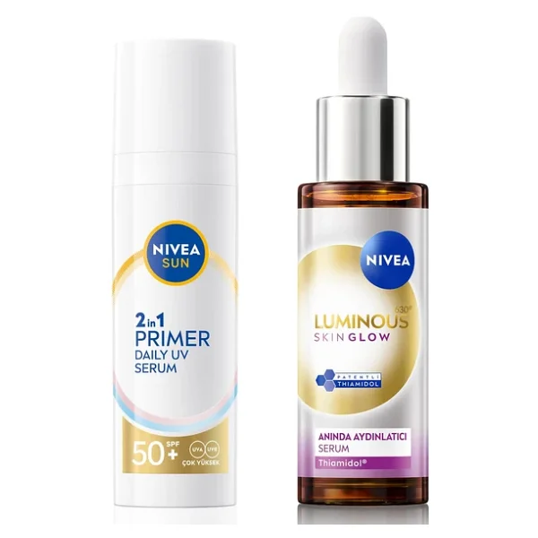 Nivea Sun Spf50 Primer Nemlendirici Makyaj Bazı 30ml Ve Luminous630 Skin Glow Aydınlatıcı Cilt Serum 30ml - Görsel 3