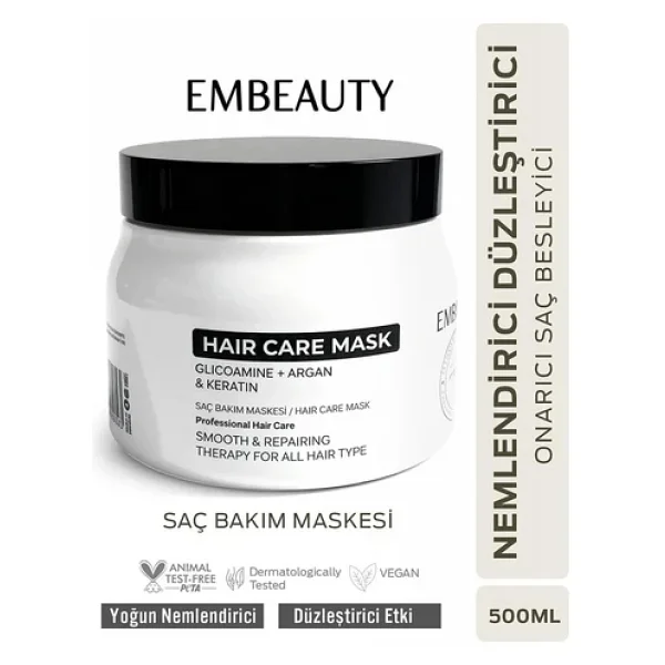 Embeauty Besleyici Onarıcı Keratin Etkili Yoğun Saç Bakım Maskesi 500 Ml - Görsel 8