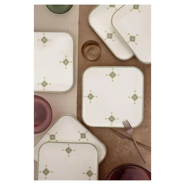 Kütahya Porselen Bone Minas Goblen 25 Cm 6'lı Servis Tabağı - Görsel 4