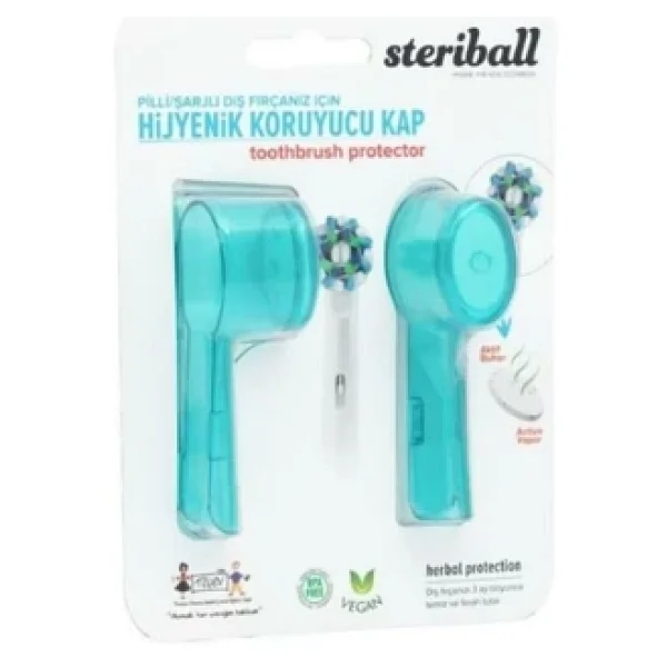 Steriball Pilli Veya Şarjlı Diş Fırçaları İçin Hijyenik Diş Fırçası Kabı 2 Li - Kırmızı-Turkuaz - Görsel 2