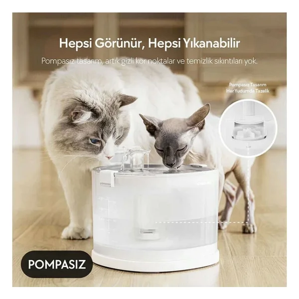 Cheerble E1+ 2 Lt Otomatik Kedi Su Pınarı - Görsel 4