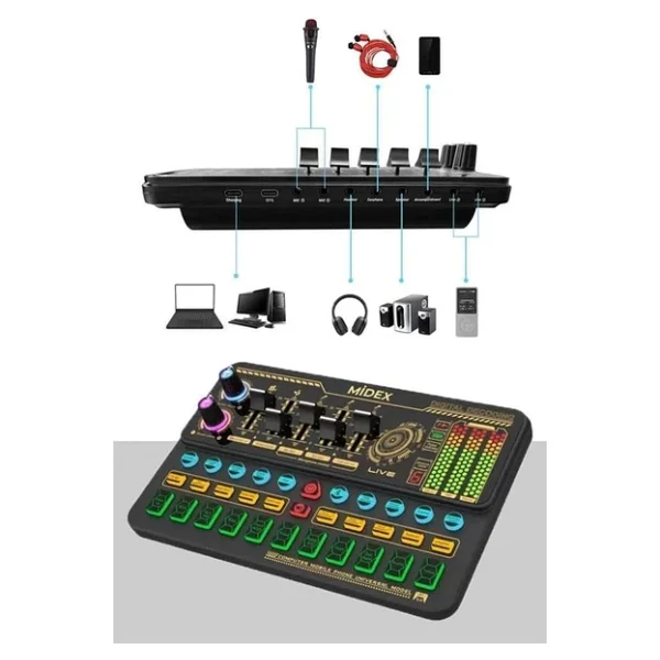 Midex Sk500-V11 Stüdyo Canlı Yayın Podcast Mikseri - Görsel 6