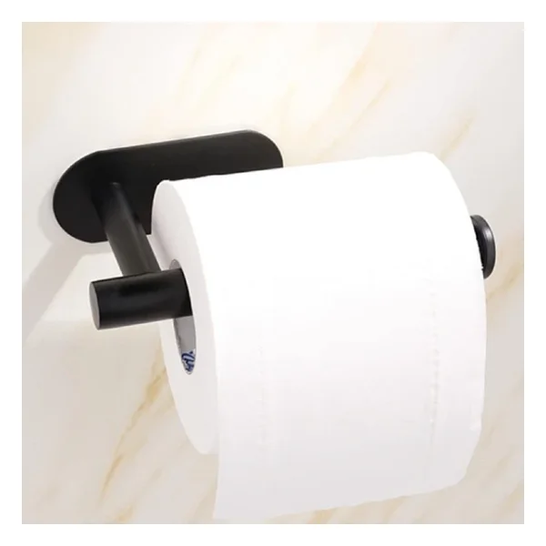 Kendinden Yapışkanlı Tuvalet Kağıtlığı - Mat Siyah Modern Banyo Rulo Askısı - Görsel 4