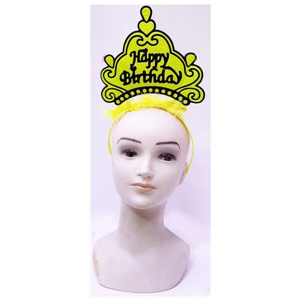 Happy Birthday Neon Sarı Renk Doğum Günü Tacı 24x15 Cm - Görsel 6