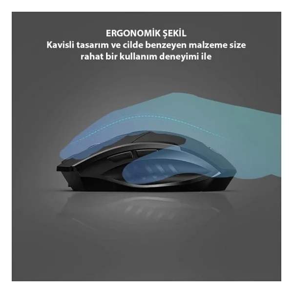 Inphic Pm6 Kablosuz Fare, Şarj Edilebilir Sessiz Kullanım 2.4g 700 mAh USB Mouse - Siyah - Görsel 5