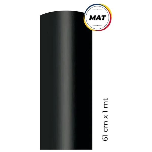 Mat Siyah Yapışkanlı Kaplama Folyosu 61 Cm X 1 Mt - Görsel 2