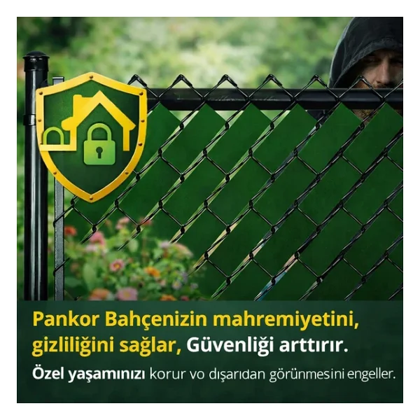 Örgü Tel Koruma, Kapatma, Gizlilik Bantları, Pvc Çit Şeridi (50 Metre) (5cm, Yeşil) - Görsel 6