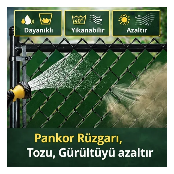 Örgü Tel Koruma, Kapatma, Gizlilik Bantları, Pvc Çit Şeridi (50 Metre) (5cm, Yeşil) - Görsel 7