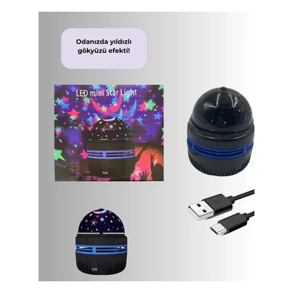 Star Master Galaxy Projektör - 360° Dönebilen Gece Lambası, Dekoratif Ambiyans Işığı - Görsel 3
