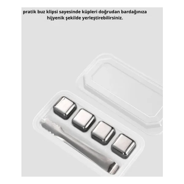 304 Paslanmaz Çelik Buz Küpü Seti Sulandırmadan Soğutan Yeniden Kullanılabilir - Görsel 4