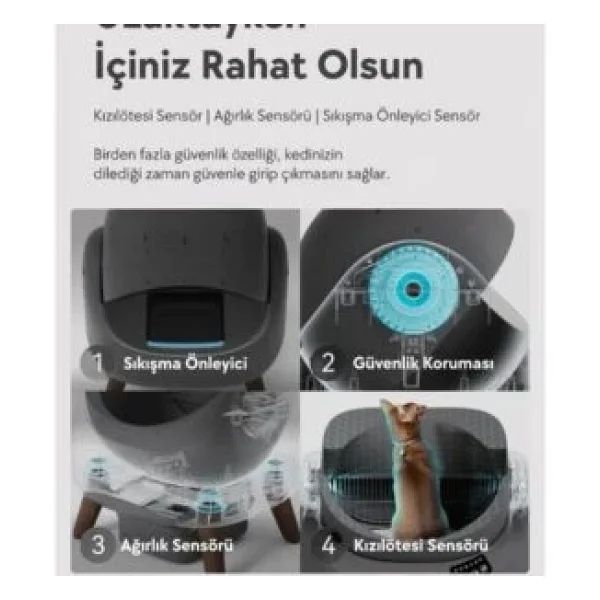 Catlink Üstü Açık Otomatik Kedi Tuvaleti Beyaz - Scooper Open-X (Cl-Ch-01-W) - Görsel 6