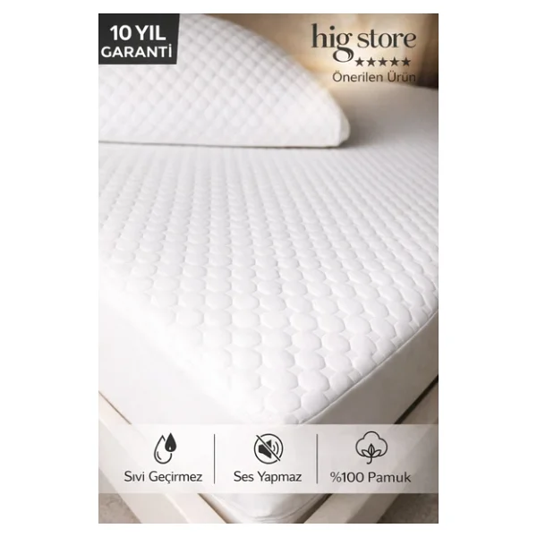 Hig Store Desert Touch Fitted %100 Pamuk Su Sıvı Geçirmez Yatak Koruyucu Alez Tek-Çift Battal Yastık Boy - Görsel 3
