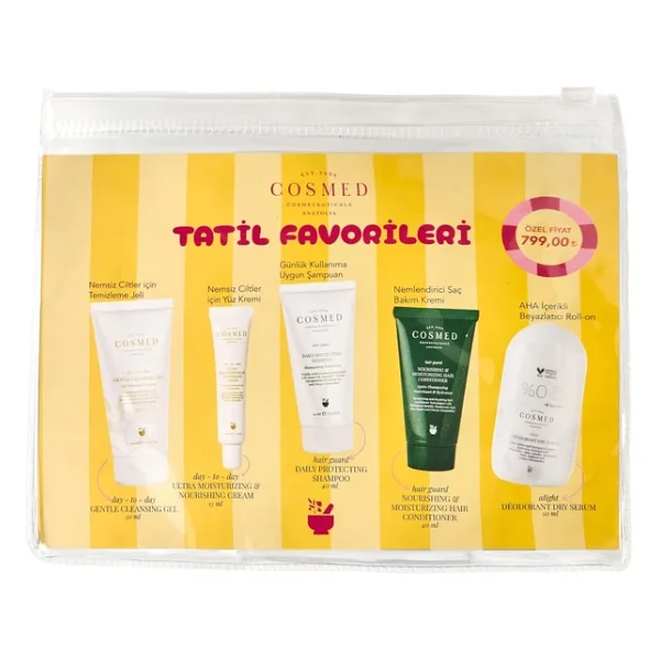 Cosmed Tatil Favorileri Seti, 5 Parça Cilt Ve Saç Bakım Ürünleri, Temizleme Jeli, Nemlendirici Krem, Şampuan, Saç Kremi, Deodorant - Görsel 2