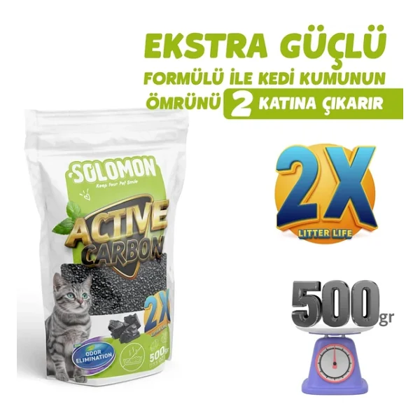 Solomon Active Carbon 500 Gr Kedi Kumu Koku Giderici - Görsel 5