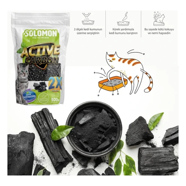 Solomon Active Carbon 500 Gr Kedi Kumu Koku Giderici - Görsel 7
